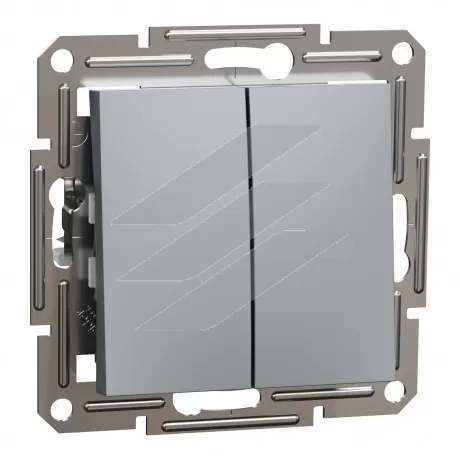 Вимикач 2-клавішний (самозатискні клеми), алюміній, серія Asfora, Schneider Electric