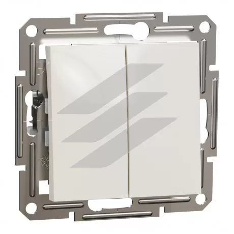 Вимикач двоклавішний, без рамки, кремовий, серія Asfora, Schneider Electric
