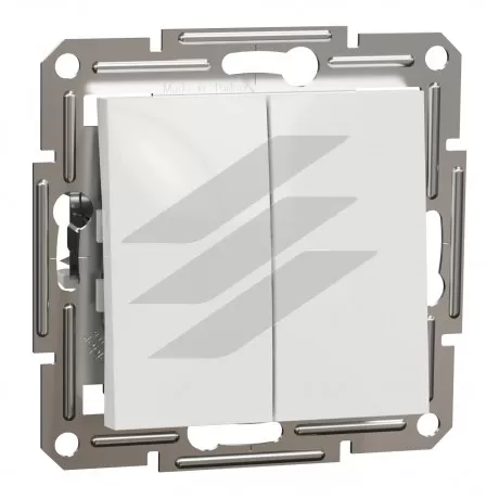 Кнопковий вимикач, двоклавішний, без рамки, білий, серія Asfora, Schneider Electric