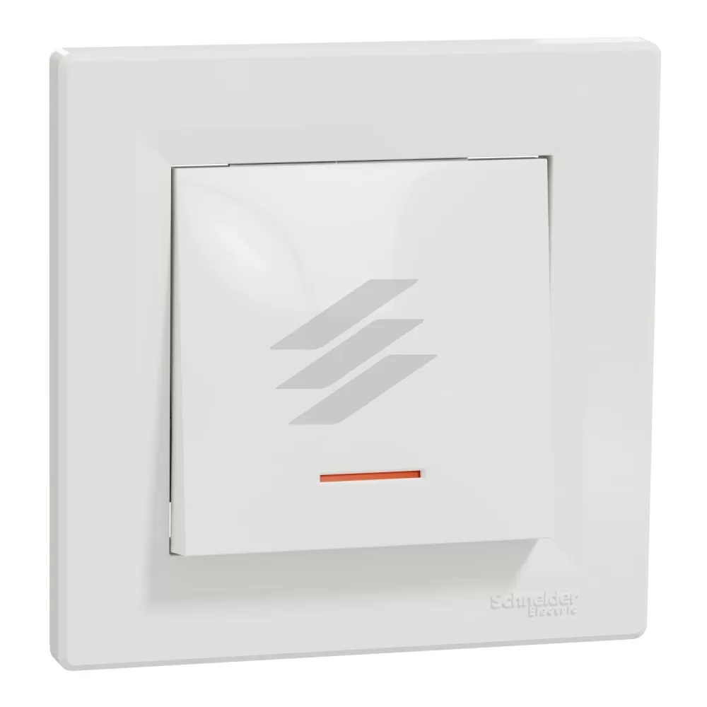 Перемикач 1-клавішний з підсвіткою, білий, серія Asfora, Schneider Electric