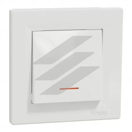 Перемикач 1-клавішний з підсвіткою, білий, серія Asfora, Schneider Electric