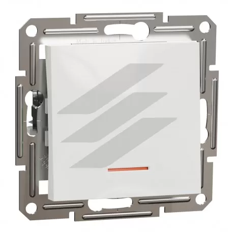 Вимикач 1-клавішний з підсвіткою, білий, без рамки, серія Asfora, Schneider Electric