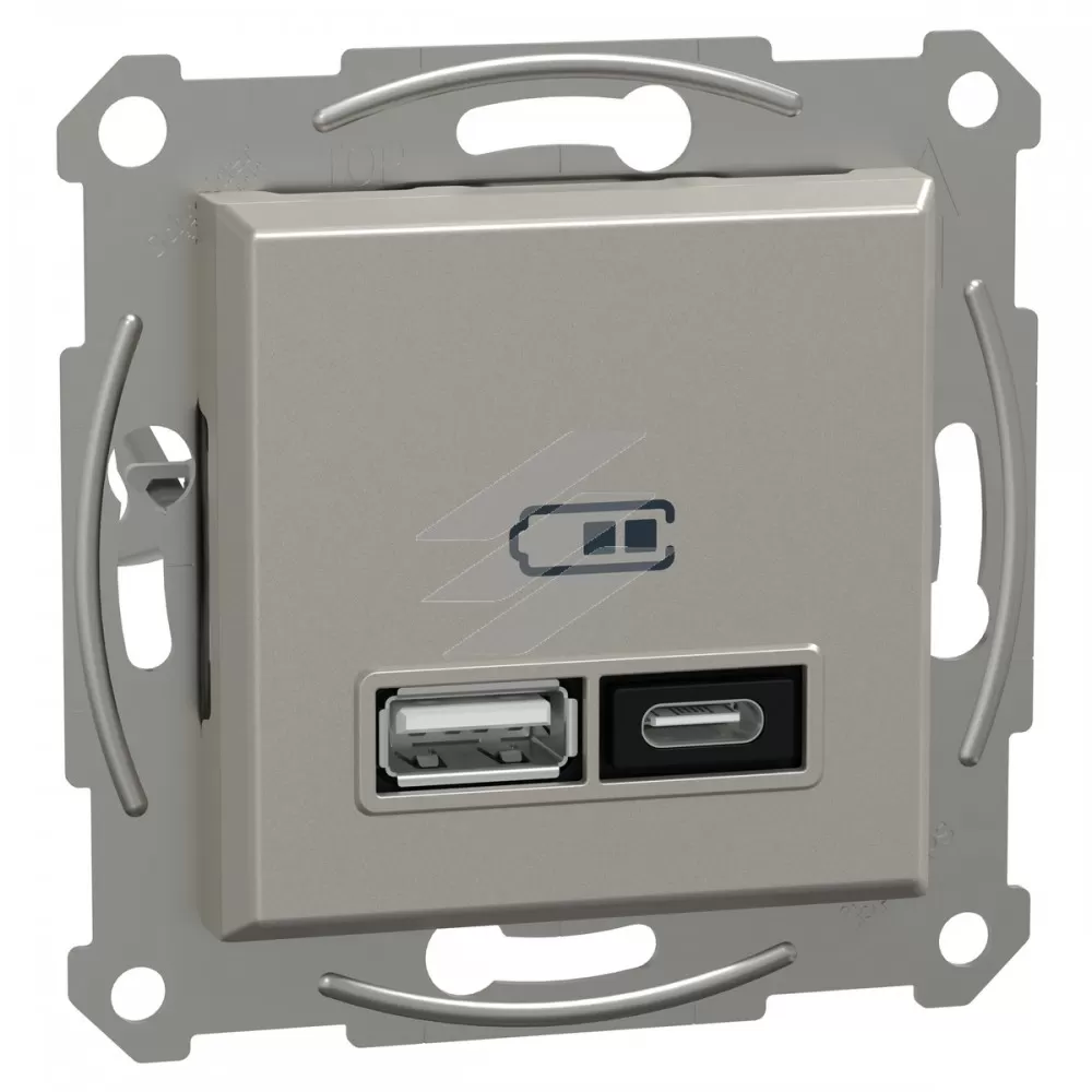 Подвійна USB розетка, type A+C, 21 Вт, бронза, серія Asfora, Schneider Electric