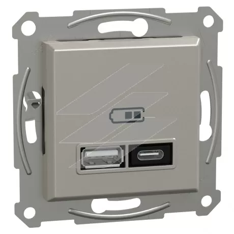 Подвійна USB розетка, type A+C, 21 Вт, бронза, серія Asfora, Schneider Electric