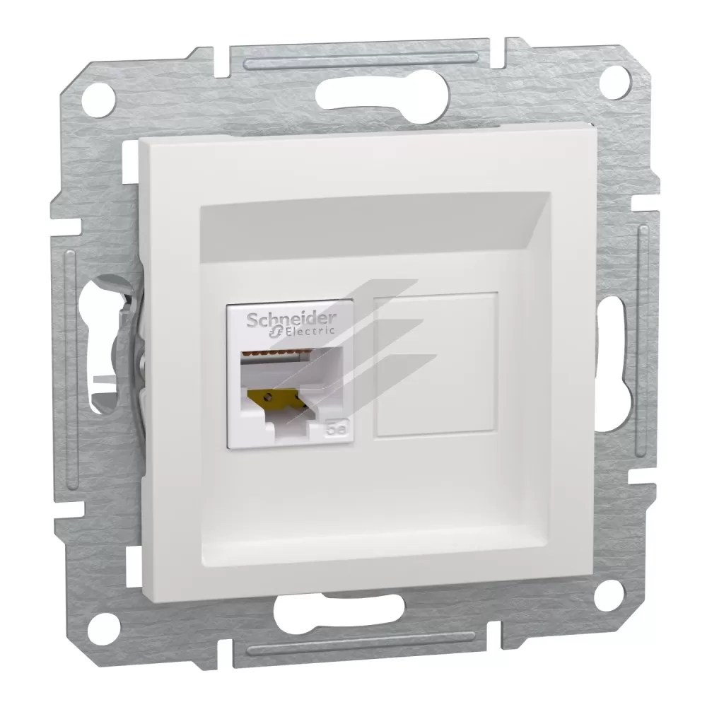 Розетка RJ45, тип UTP, категорія 5E, без рамки, біла, серія Asfora, Schneider Electric