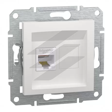 Розетка RJ45, тип UTP, категорія 5E, без рамки, біла, серія Asfora, Schneider Electric