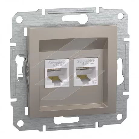 Розетка комп'ютерна подвійна 2хRJ45, бронза, серія Asfora, Schneider Electric