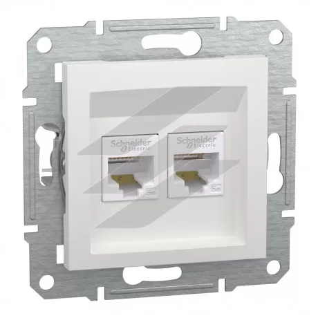 Розетка 2хRJ45 UTP 5E, без рамки, біла, серія Asfora, Schneider Electric