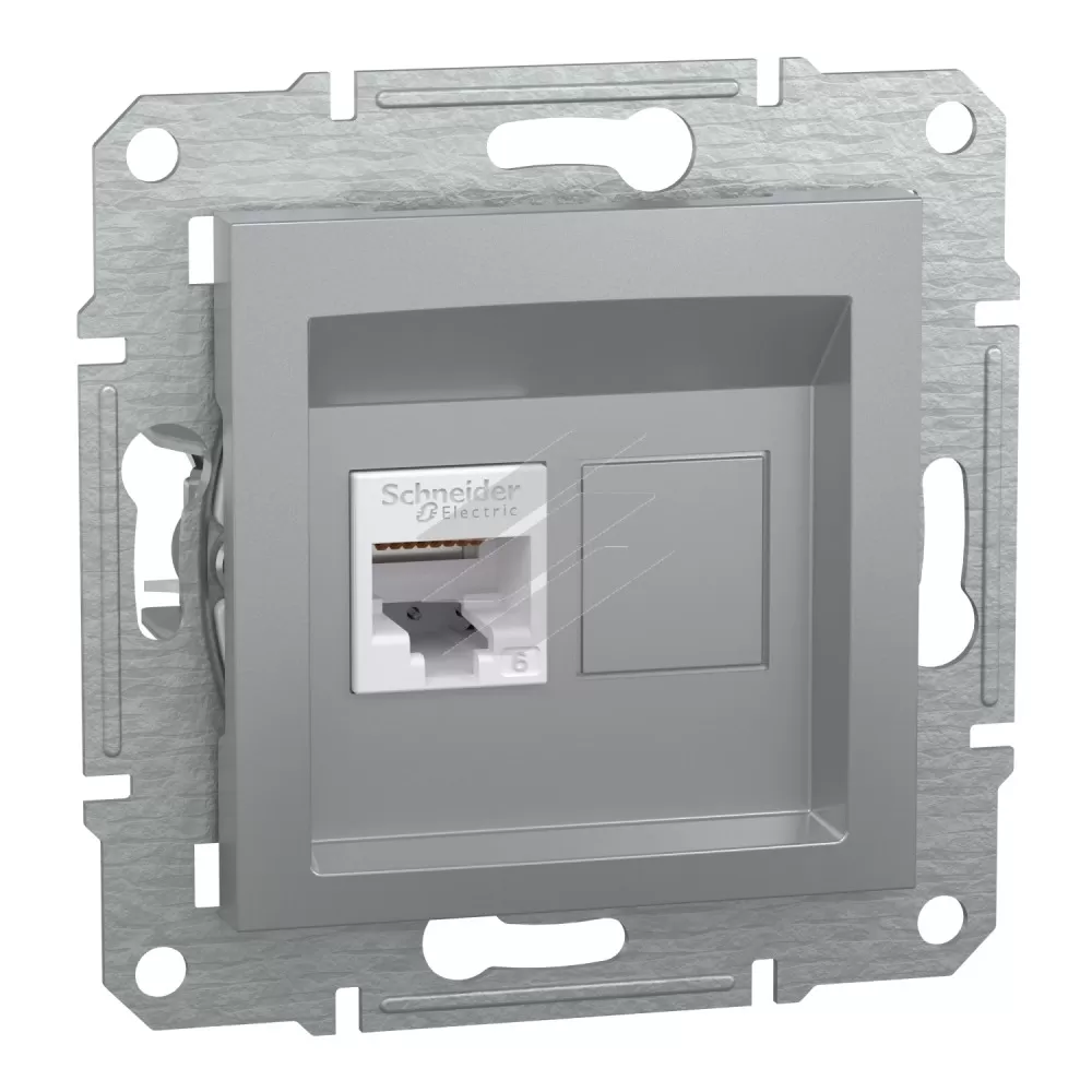 Розетка комп'ютерна RJ45, алюміній, серія Asfora, Schneider Electric