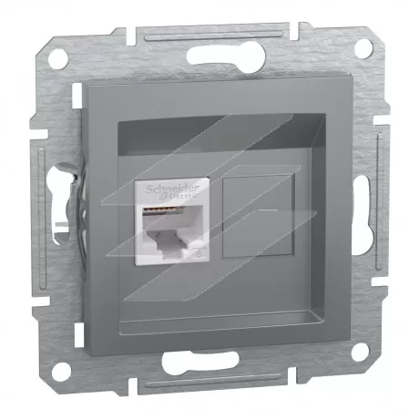 Розетка комп'ютерна RJ45, сталь, серія Asfora, Schneider Electric