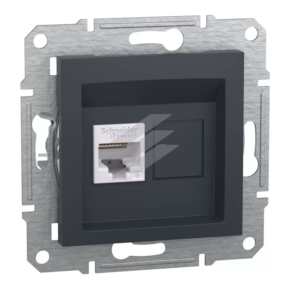 Розетка комп'ютерна RJ45, антрацит, серія Asfora, Schneider Electric