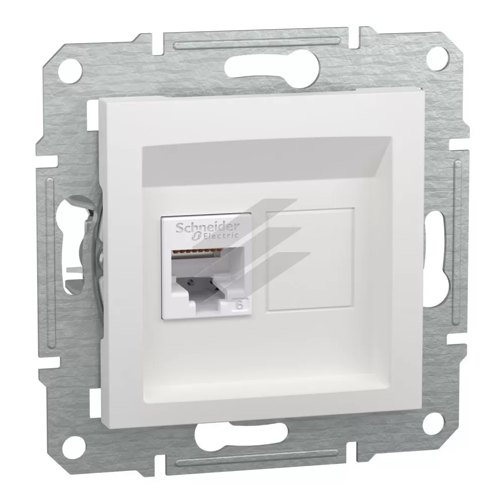 Розетка комп'ютерна RJ45, UTP, категорія 6, без рамки, біла, серія Asfora, Schneider Electric