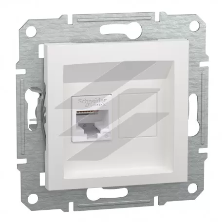 Розетка комп'ютерна RJ45, UTP, категорія 6, без рамки, біла, серія Asfora, Schneider Electric