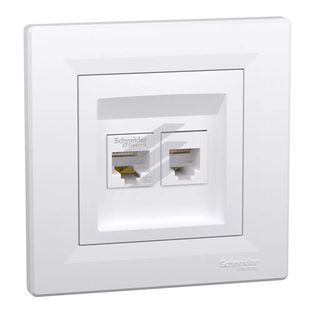 Розетка комбінована RJ11+RJ45, cat 5e, UTP, (білий колір), серія Asfora, Schneider Electric