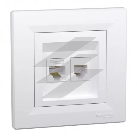 Розетка комбінована RJ11+RJ45, cat 5e, UTP, (білий колір), серія Asfora, Schneider Electric