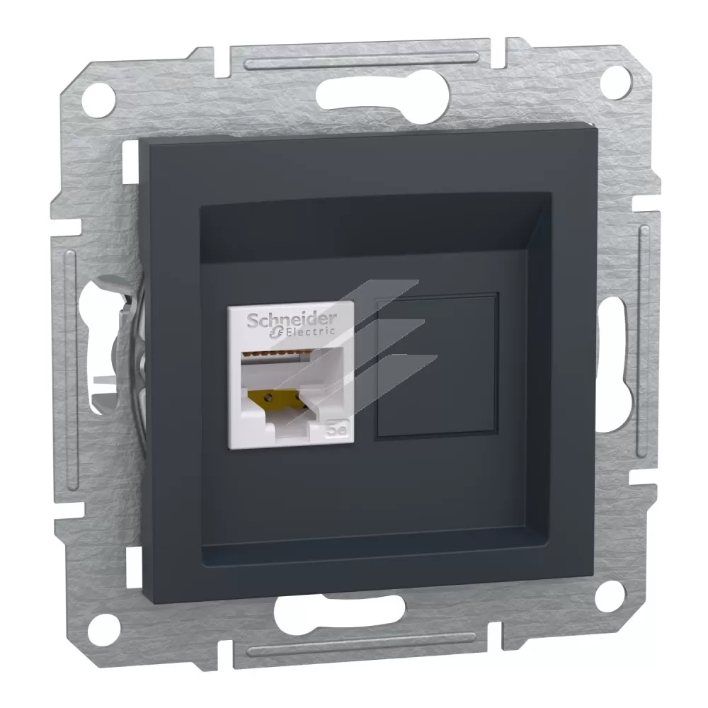Розетка комп'ютерна RJ45, антрацит, серія Asfora, Schneider Electric