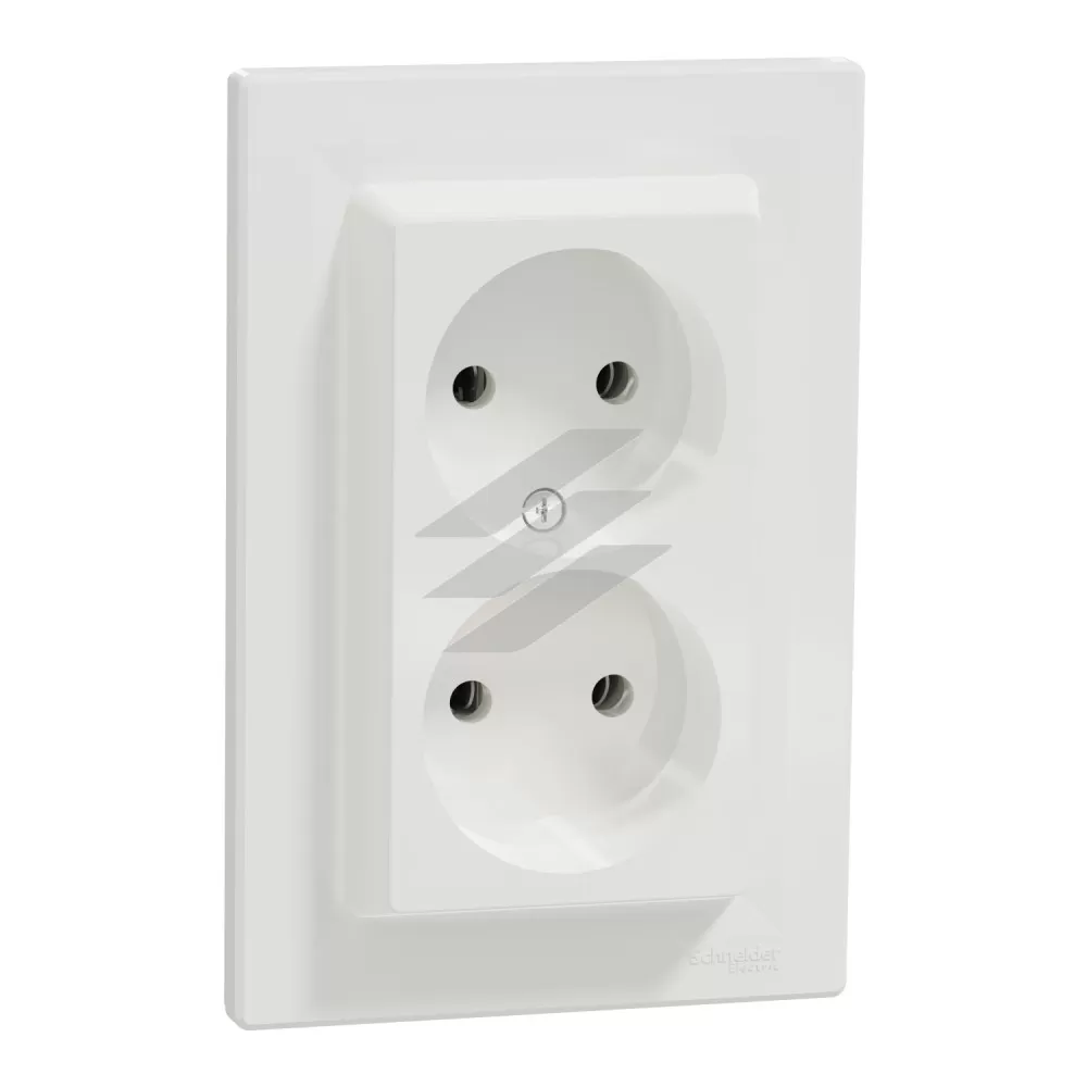 Розетка без заземлення, подвійна, біла, серія Asfora, Schneider Electric