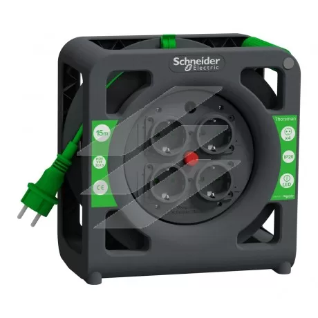Подовжувач на котушці 15м, 3х1.5мм, IP20, Schneider Electric