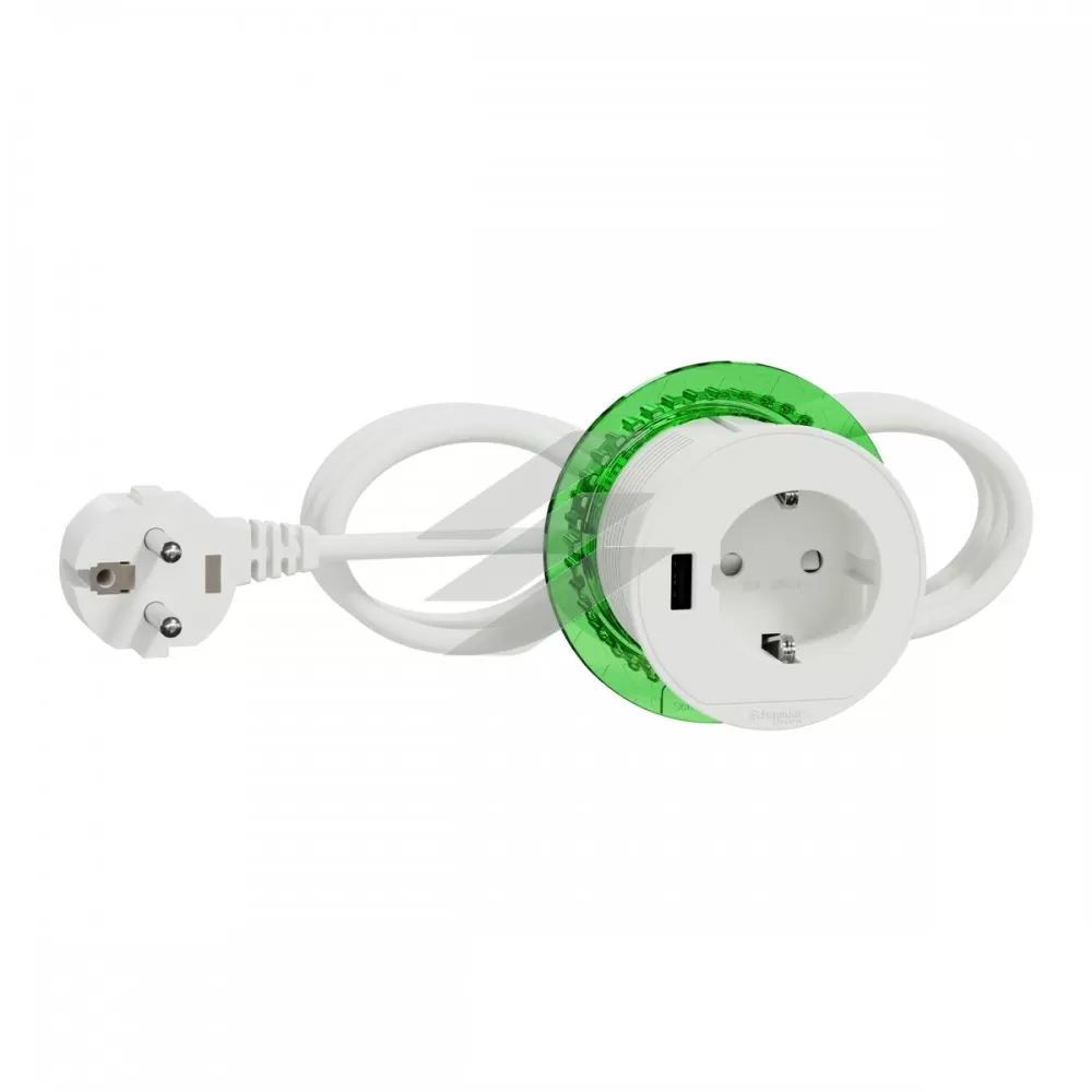 Розетковий блок вбудованого встановлення 2К+З, USB тип, білий колір, Schneider Electric
