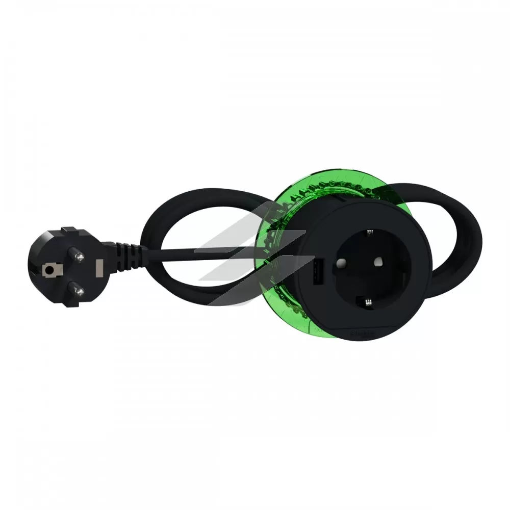 Розетковий блок вбудованого встановлення 2К+З, USB тип, антрацит, Schneider Electric