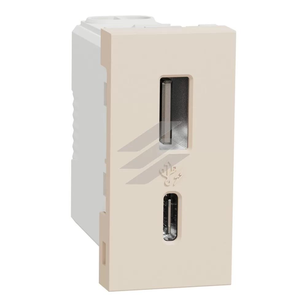 Розетка USB тип A+C, 1 модуль, 12 Вт, бежевий, Schneider Electric