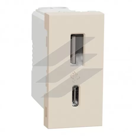 Розетка USB тип A+C, 1 модуль, 12 Вт, бежевий, Schneider Electric
