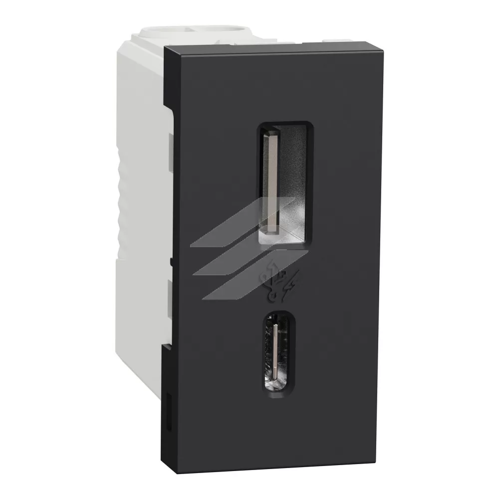 Розетка USB тип A+C, 1 модуль, 12 Вт, антрацит, Schneider Electric