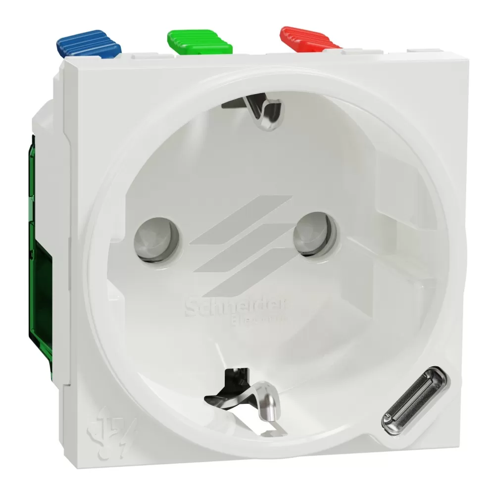 Unica New Силова розетка+USB-С 10.5Вт 2 модулі біла, Schneider Electric