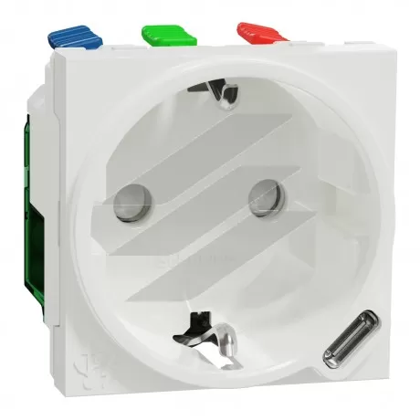 Unica New Силова розетка+USB-С 10.5Вт 2 модулі біла, Schneider Electric