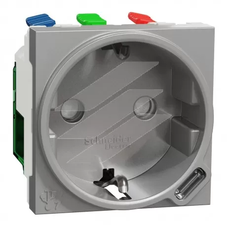 Unica New Силова розетка+USB-С 10.5Вт 2 модулі алюміній, Schneider Electric