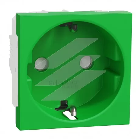 Розетка з заземленням, з шторками 16А, гвинтовий затискач, зелена, Schneider Electric