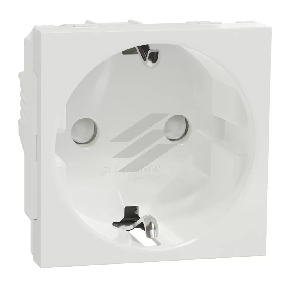 Розетка з заземленням, з шторками 16А, гвинтовий затискач, біла, Schneider Electric