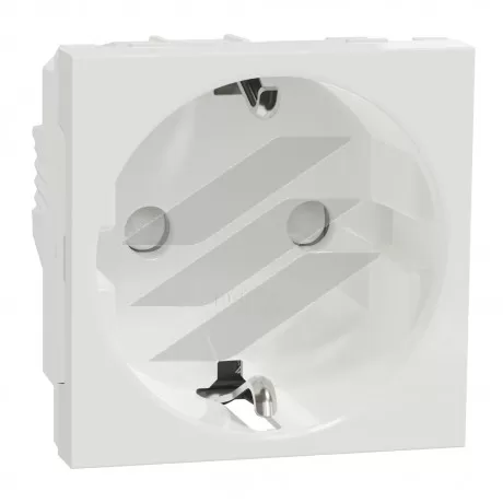 Розетка з заземленням, з шторками 16А, гвинтовий затискач, біла, Schneider Electric