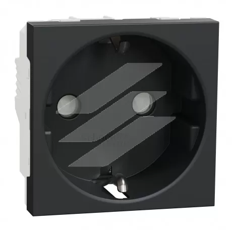Розетка з заземленням, з шторками 16А, гвинтовий затискач, антрацит, Schneider Electric