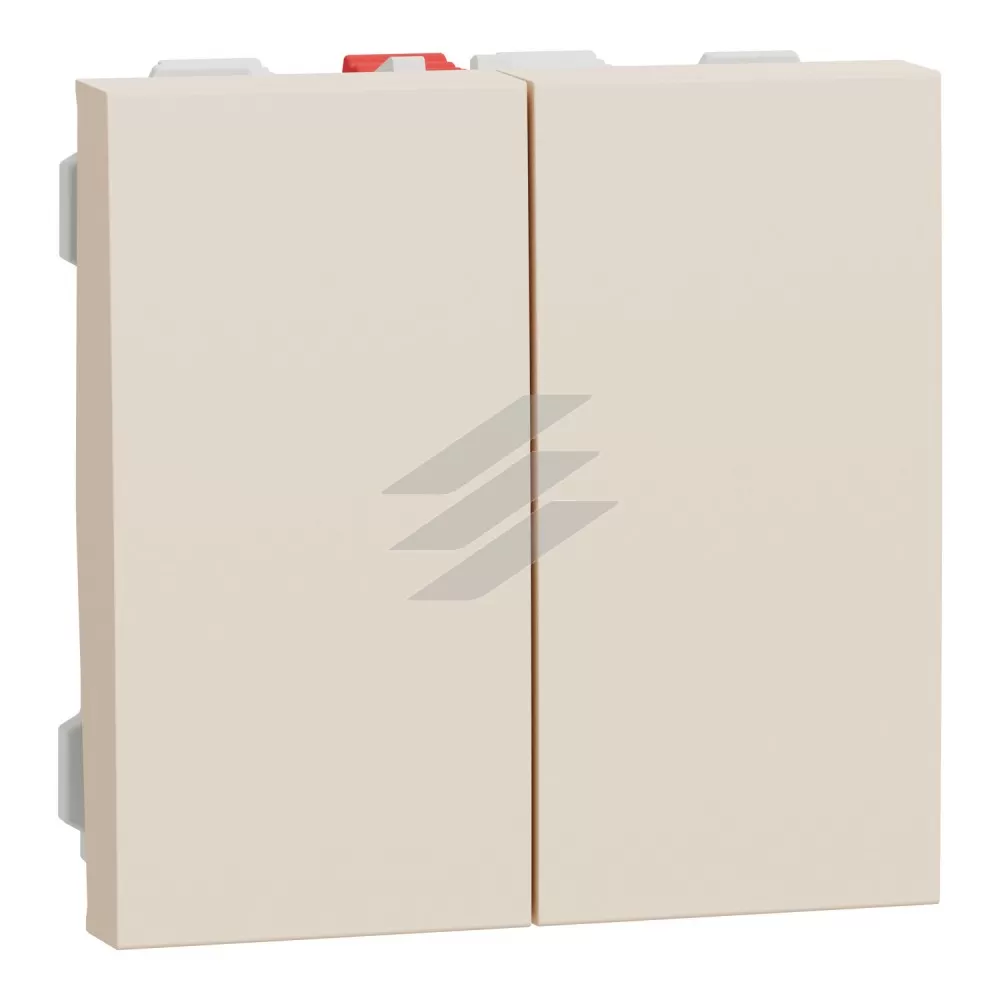Вимикач 2 клавіші, схема 5, 10А, 2 модулі, бежевий, Schneider Electric