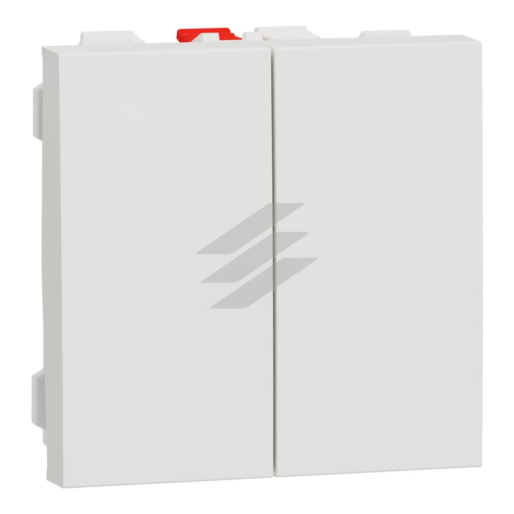 Перемикач 2-клавішний, 2 x схема 6, 10А, 2 модулі, білий колір, Schneider Electric