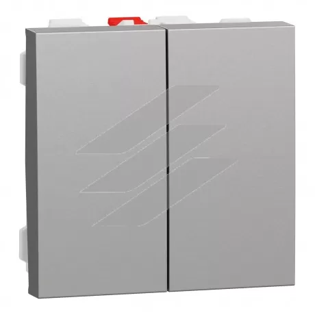 Перемикач 2-клавішний, 2 x схема 6, 10А, 2 модулі, алюміній, Schneider Electric