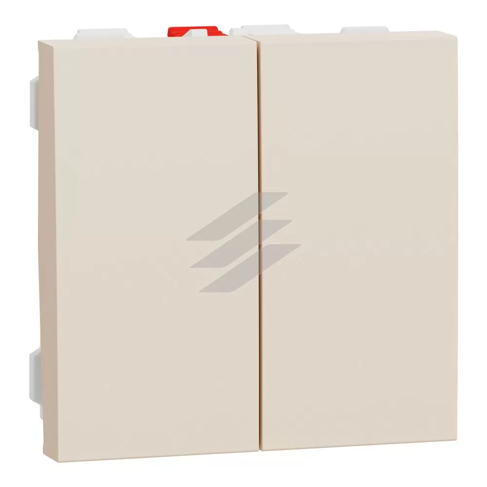 Перемикач 2-клавішний, 2 x схема 6, 10А, 2 модулі, бежевий, Schneider Electric