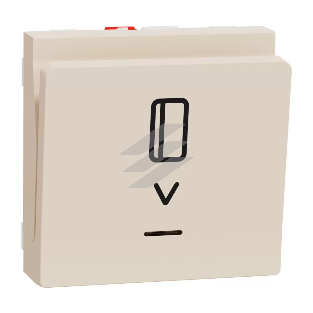 Вимикач картковий, з підсвічуванням, 10А, 2 модулі, бежевий, Schneider Electric