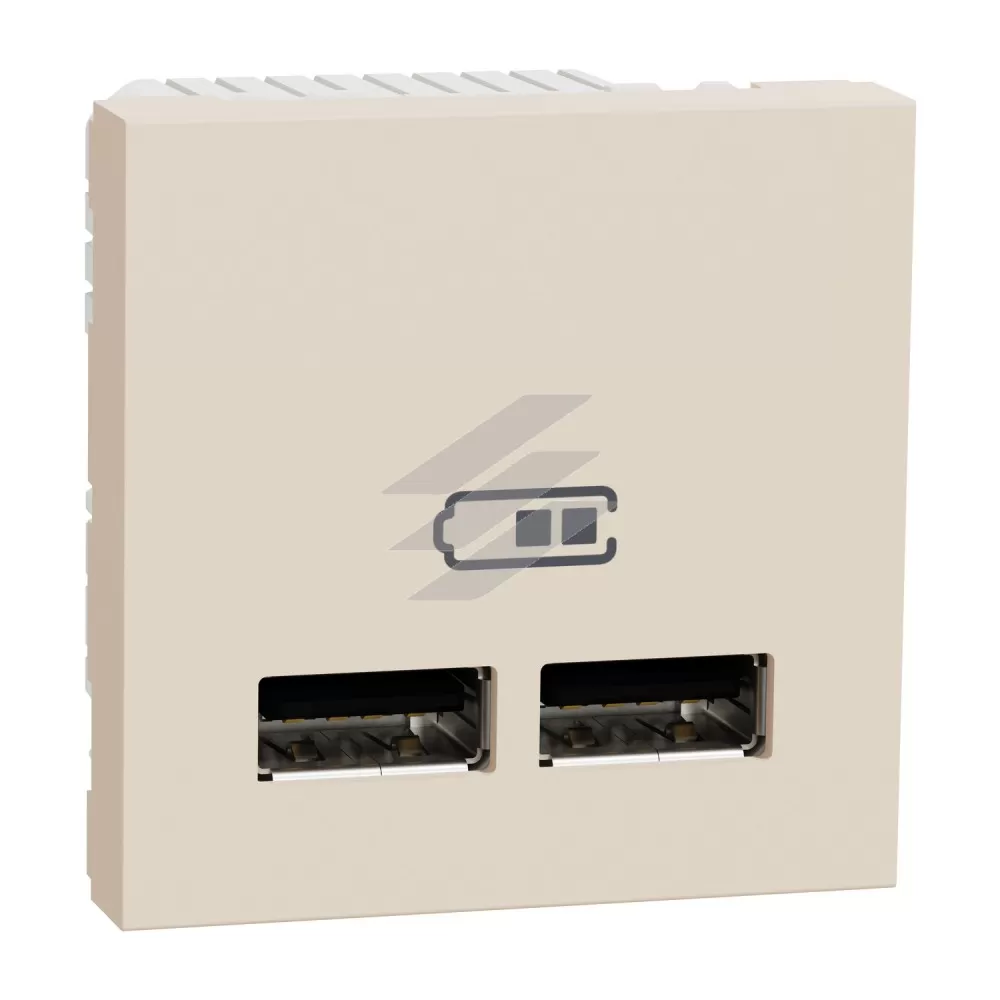 Розетка USB подвійнА, 2.1А, 2 модуля, бежевий, Schneider Electric
