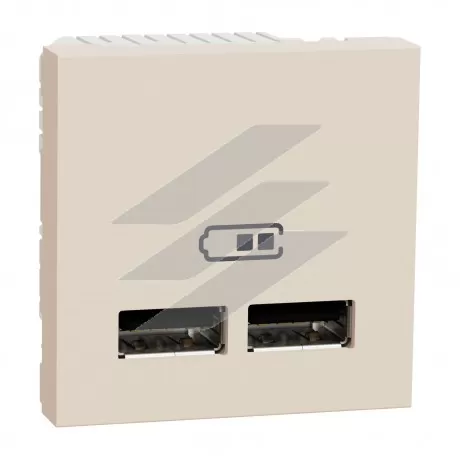 Розетка USB подвійнА, 2.1А, 2 модуля, бежевий, Schneider Electric