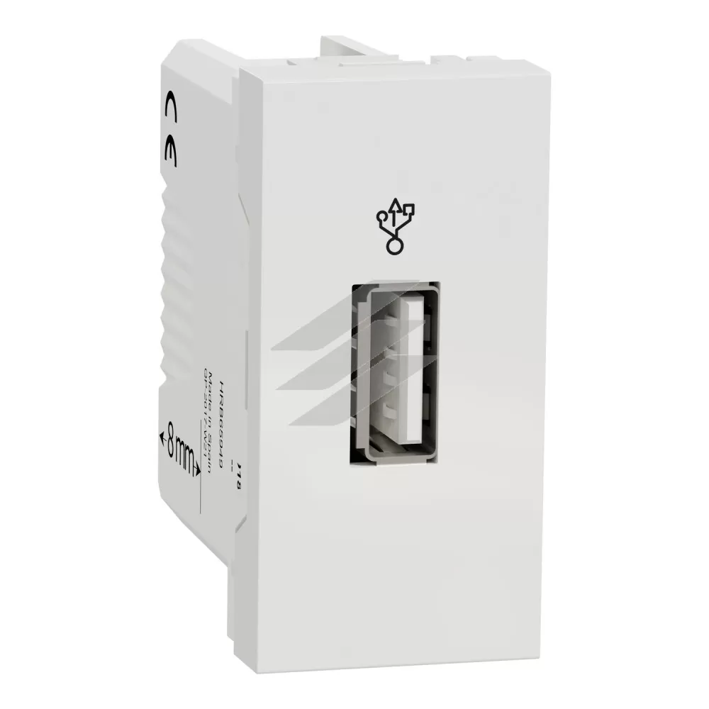 USB-коннектор, 1 модуль, білий колір, Schneider Electric