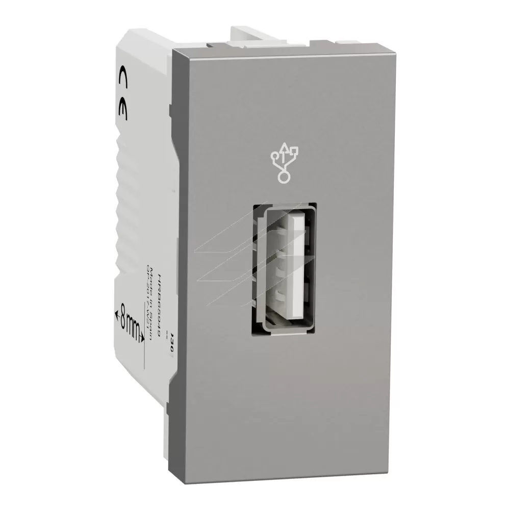 USB-коннектор, 1 модуль, алюміній, Schneider Electric