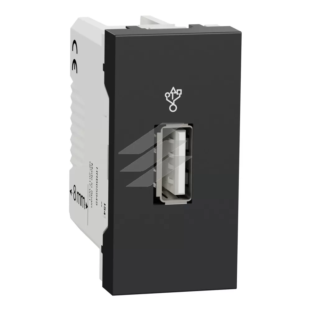 USB-коннектор, 1 модуль, антрацит, Schneider Electric