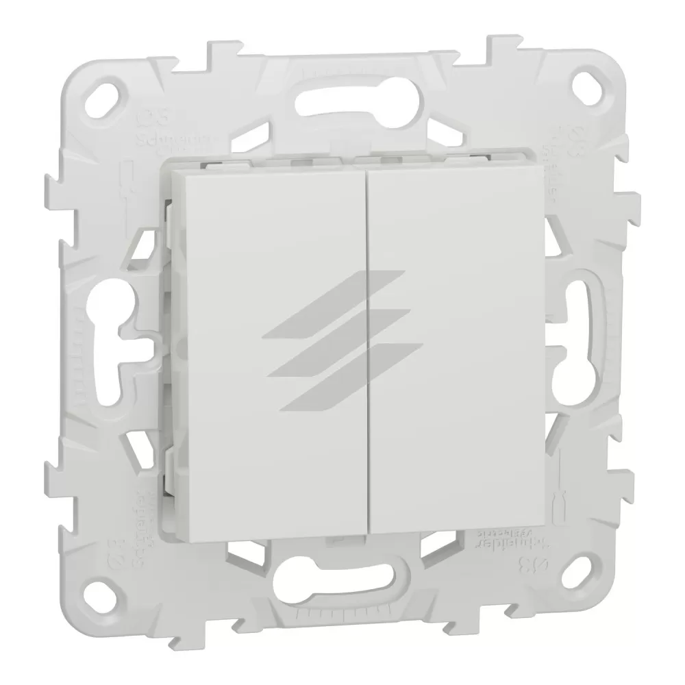 Вимикач 2-клавішний, схема 5, 10А, білий колір, Schneider Electric