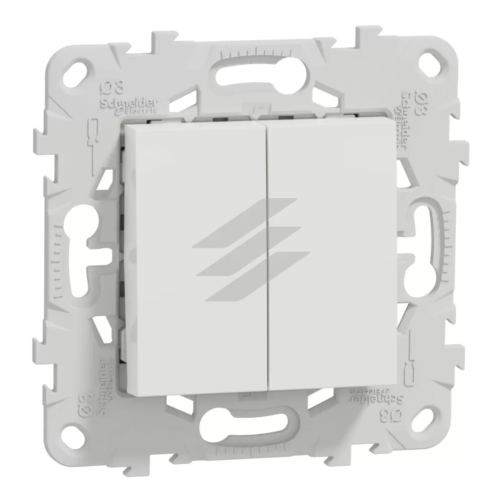 Перемикач 2-клавішний, 2 x схема 6, 10А, білий колір, Schneider Electric