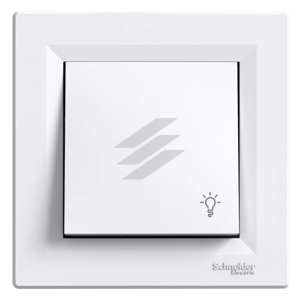 Кнопка 'СВІТЛО', (самозатискні клеми), біла, серія Asfora, Schneider Electric