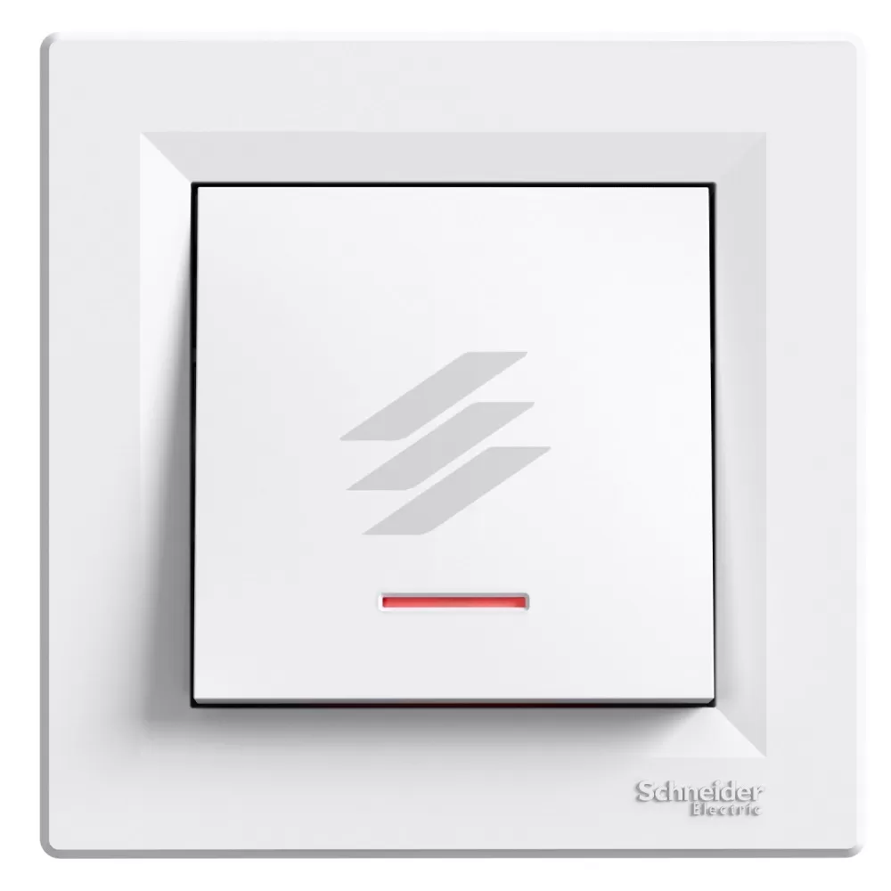 Вимикач 1-клавішний з підсвіткою, білий, серія Asfora, Schneider Electric