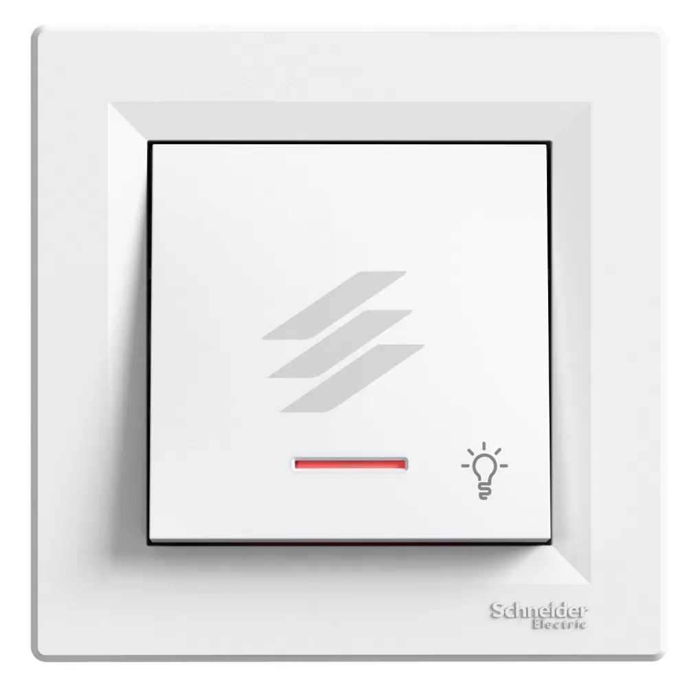 Кнопка зі світлодіодним підсвічуванням, біла, серія Asfora, Schneider Electric