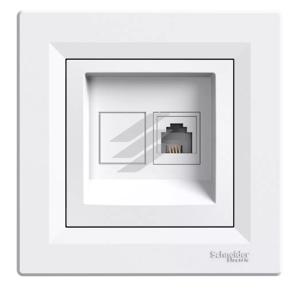 Телефонна розетка RJ11 4 контакти, біла, серія Asfora, Schneider Electric
